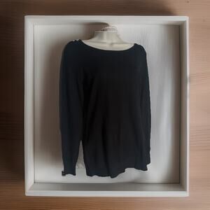 WHBM Black Boatneck Sweater, Button Accent, NEW W/TAGS, Small